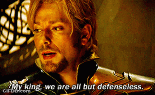 A Man With A Beard Is Saying " My King We Are All But Defensess " GIF