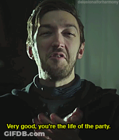 A Man With A Beard Is Saying Very Good You 'Re The Life Of The Party GIF