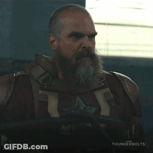 Bearded Man Saying Yeees In Thunderbolts Ad GIF