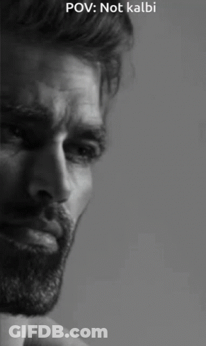 A Man With A Beard Is Shown In A Black And White Photo With The Caption " Pov : Not Kalbi " GIF