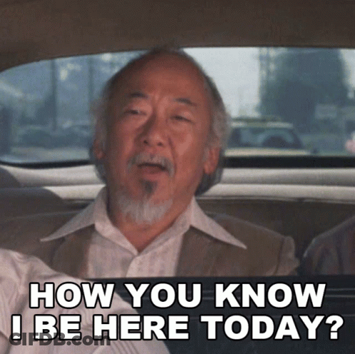 A Man With A Beard Is Sitting In A Car And Says " How You Know I Be Here Today " GIF