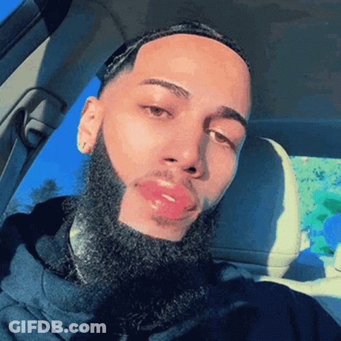 A Man With A Beard Is Sitting In A Car GIF