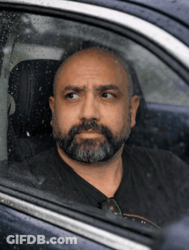 A Man With A Beard Is Sitting In A Car GIF