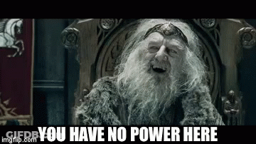 A Man With A Beard Is Sitting On A Throne With The Words `` You Have No Power Here '' . GIF