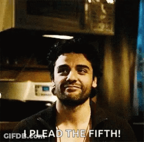 A Man With A Beard Is Smiling And Saying I Plead The Fifth . GIF