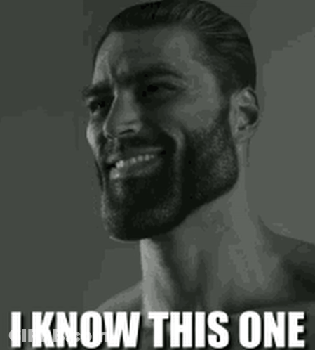 A Man With A Beard Is Smiling In A Black And White Photo With The Words `` I Know This One '' . GIF