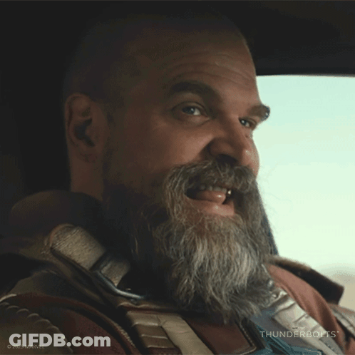 Bearded Man Smiling In Thunderbolts Photo GIF