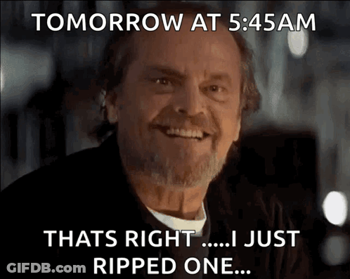 Bearded Man Smiling Ripping One At 5:45 AM GIF