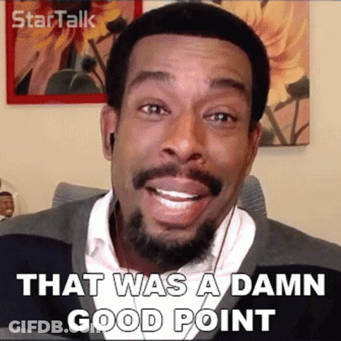 A Man With A Beard Is Smiling With The Words That Was A Damn Good Point Behind Him GIF