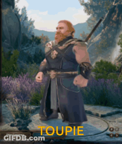 Bearded Man In Video Game Toupie Text GIF