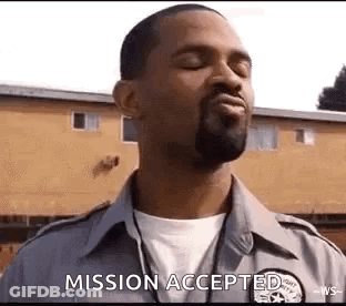 Man With Beard Standing In Front Of Building Says Mission Accepted GIF