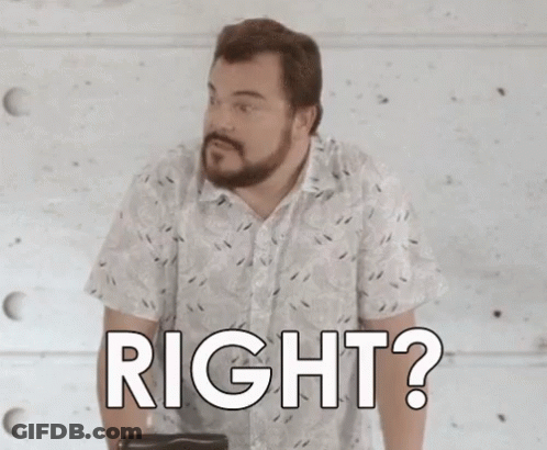 A Man With A Beard Is Standing In Front Of A Wall And Asking , `` Right ? '' GIF