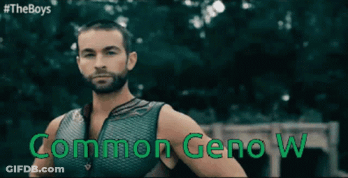 A Man With A Beard Is Standing In Front Of A Waterfall With The Words Common Geno W On The Bottom GIF