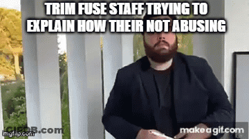 A Man With A Beard Is Standing In Front Of A Window With A Caption That Says Trim Fuse Staff Trying To GIF