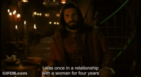 A Man With A Beard Is Talking About His Relationship With A Woman For Four Years GIF