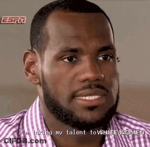 A Man With A Beard Is Talking About Taking His Talent To White Women . GIF