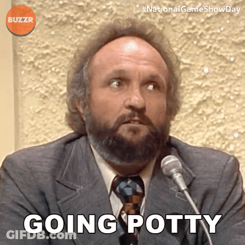 A Man With A Beard Is Talking Into A Microphone And Says " Going Potty " GIF