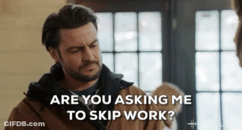A Man With A Beard Is Talking To Another Man And Asking Him To Skip Work . GIF
