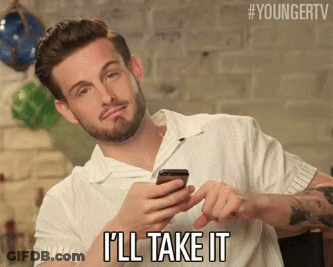 A Man With A Beard Is Using A Cell Phone And Saying I 'Ll Take It GIF