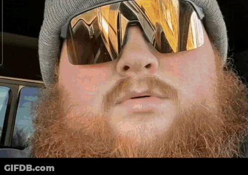 A Man With A Beard Is Wearing A Beanie And Sunglasses GIF