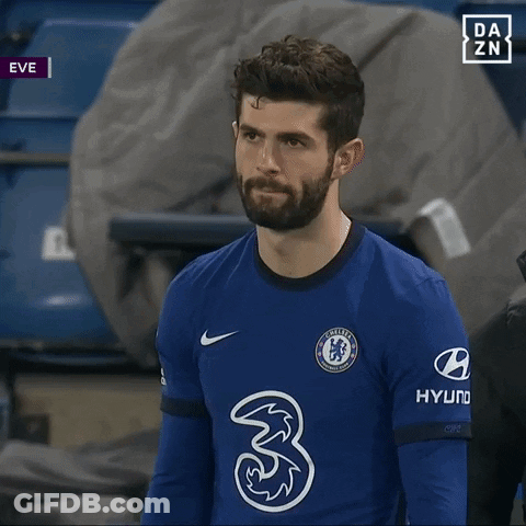 A Man With A Beard Is Wearing A Blue Chelsea Jersey GIF