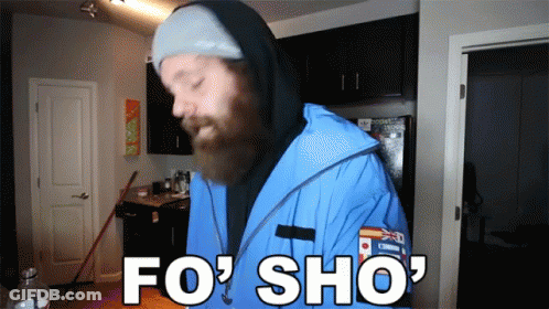 A Man With A Beard Is Wearing A Blue Jacket And Says Fo Sho GIF