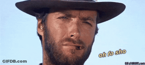 A Man With A Beard Is Wearing A Cowboy Hat And Smoking A Cigar .. GIF