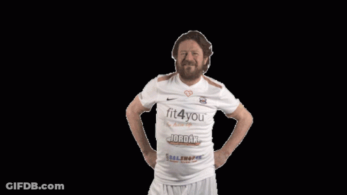 A Man With A Beard Is Wearing A Fit4you Jersey GIF