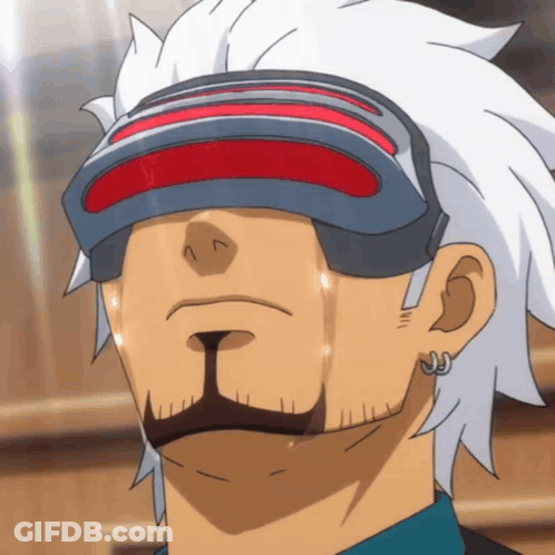 A Man With A Beard Is Wearing A Futuristic Headset GIF