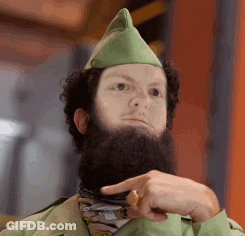 Bearded Man Wearing Green Hat And Gold Ring GIF