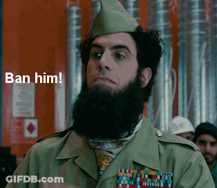 Bearded Man Wearing Hat And Tie Ban Him GIF