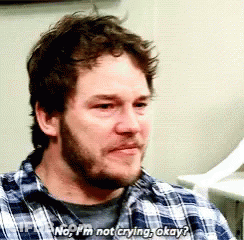 A Man With A Beard Is Wearing A Plaid Shirt And Says No , I 'M Not Crying Okay ? GIF