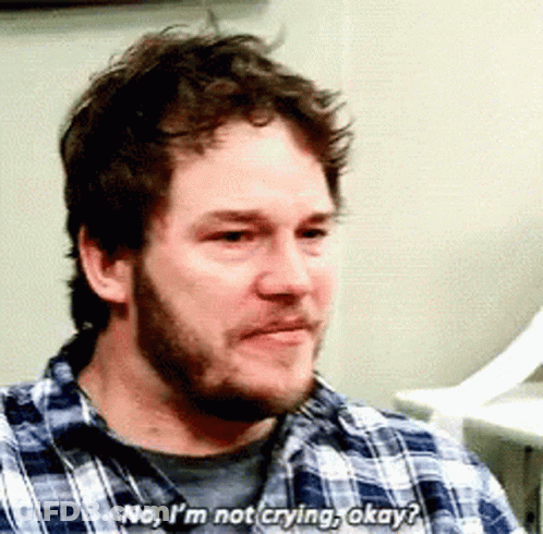 A Man With A Beard Is Wearing A Plaid Shirt And Says No , I 'M Not Crying Okay ? GIF