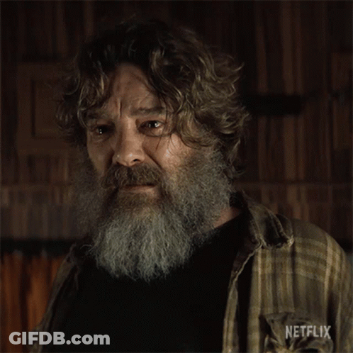 A Man With A Beard Is Wearing A Plaid Shirt That Says Netflix GIF