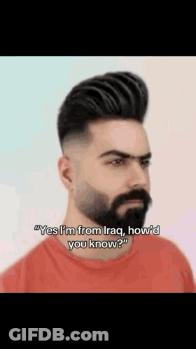 A Man With A Beard Is Wearing A Red Shirt And Talking To Someone . GIF