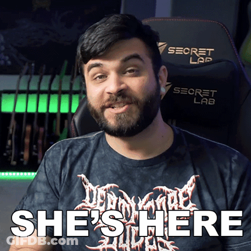A Man With A Beard Is Wearing A Secret Lab Chair GIF