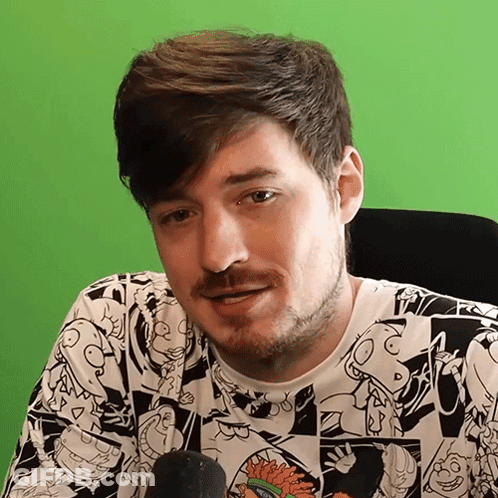 Bearded Man Wearing Cartoon Character Shirt GIF