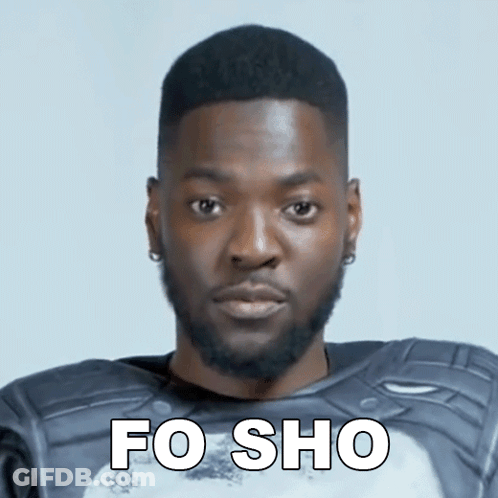 A Man With A Beard Is Wearing A Shirt That Says " Fo Sho " On It GIF