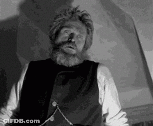 A Man With A Beard Is Wearing A Vest And A Chain Around His Neck . GIF