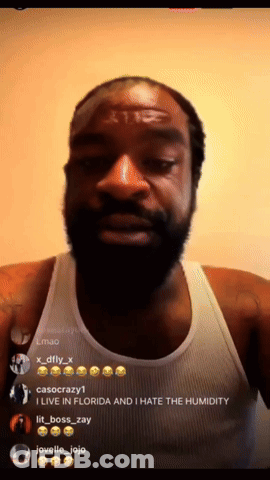 A Man With A Beard Is Wearing A White Tank Top And Says " I Live In Florida " GIF