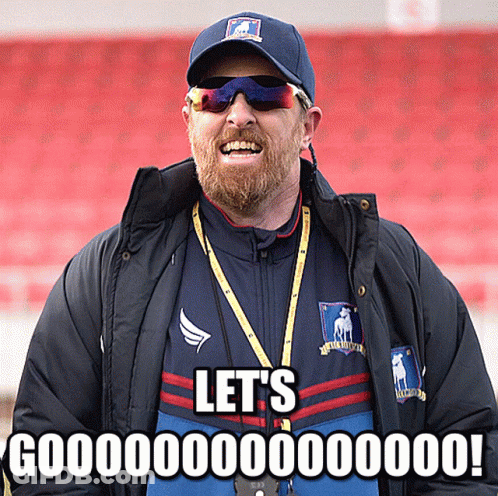 A Man With A Beard Is Wearing Sunglasses And A Jacket That Says Let 'S Gooooooo GIF