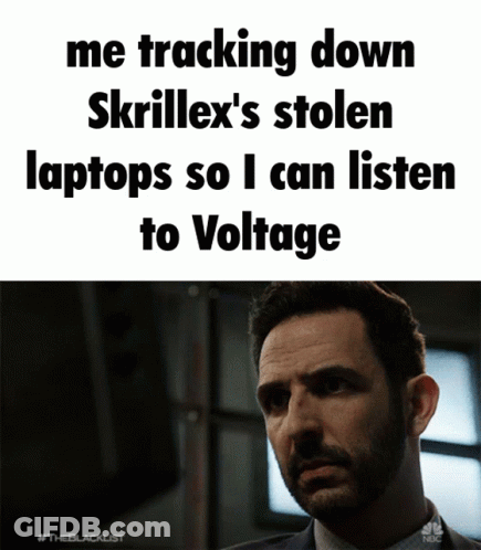 A Man With A Beard Looks At A Screen That Says Me Tracking Down Skrillex 'S Stolen Laptop GIF