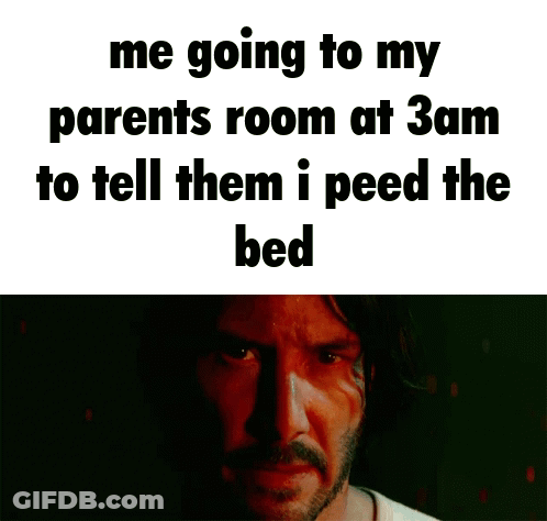 A Man With A Beard Looks At The Camera With A Caption That Says Me Going To My Parents Room GIF