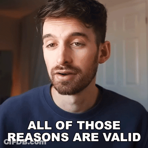 A Man With A Beard Says All Of Those Reasons Are Valid In Front Of Him GIF