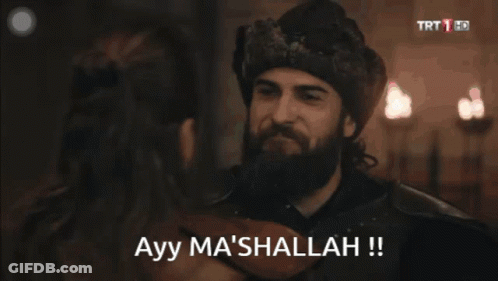A Man With A Beard Says Ayy Ma 'Sallah On A Screen GIF