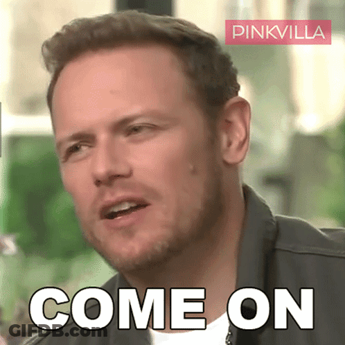 A Man With A Beard Says Come On In Front Of A Pink Villa Logo GIF