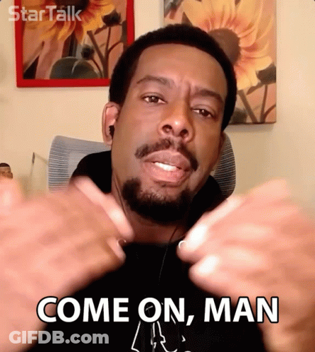 A Man With A Beard Says Come On Man In Front Of Sunflowers GIF