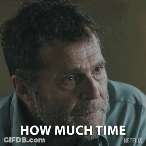 A Man With A Beard Says How Much Time In White Letters GIF