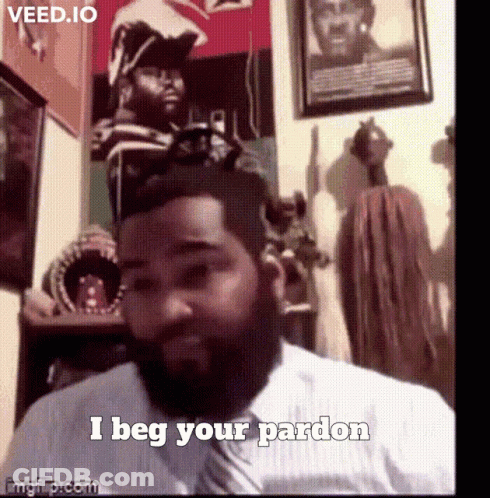 A Man With A Beard Says I Beg Your Pardon In A Video GIF