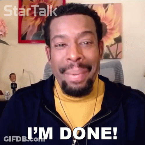 A Man With A Beard Says " I 'M Done " While Wearing Headphones GIF